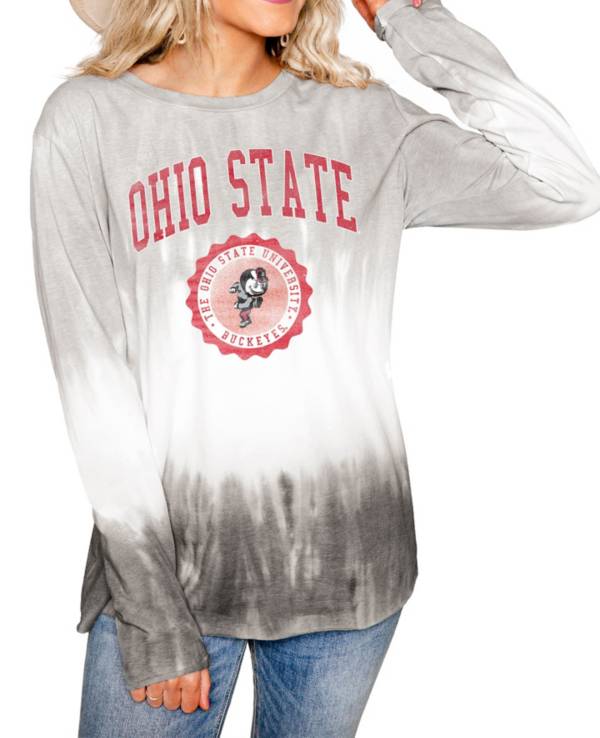 Gameday Couture Ohio State Buckeyes White Dip Dye Long Sleeve T-Shirt