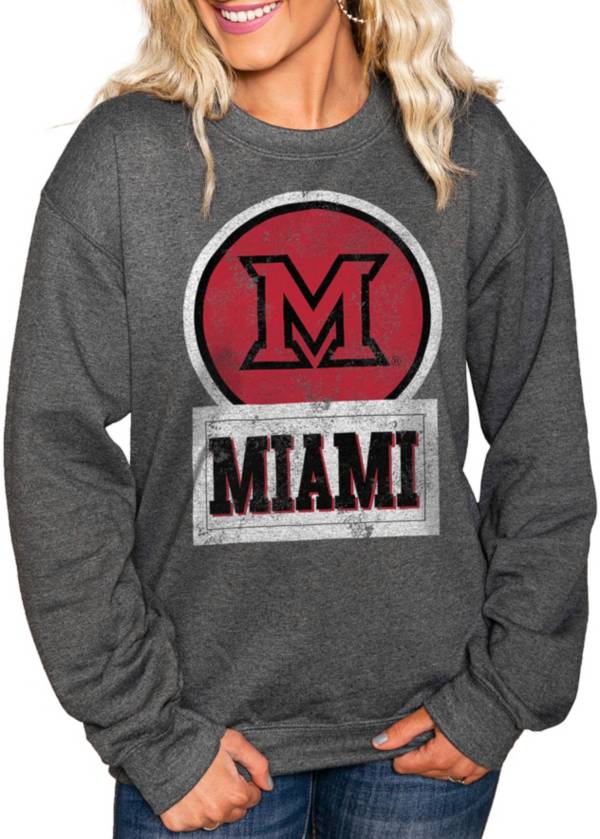 Gameday Couture Women's Miami RedHawks Charcoal ‘Good Vibes' Perfect Cozy Crew Pullover Sweatshirt product image