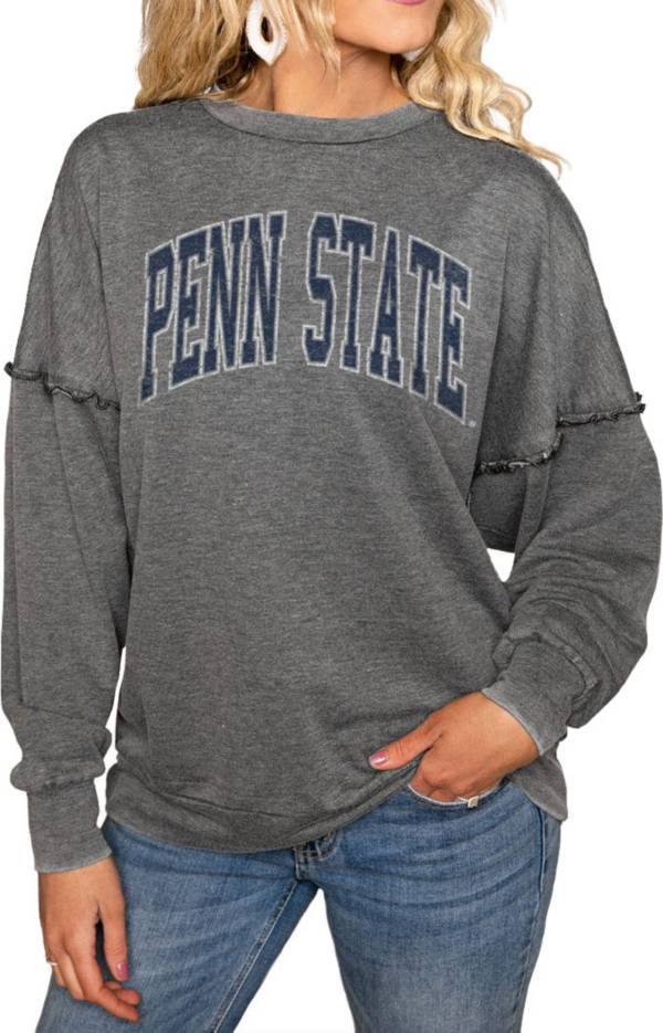 Gameday Couture Penn State Nittany Lions Grey Acid Wash Crew Pullover Sweatshirt