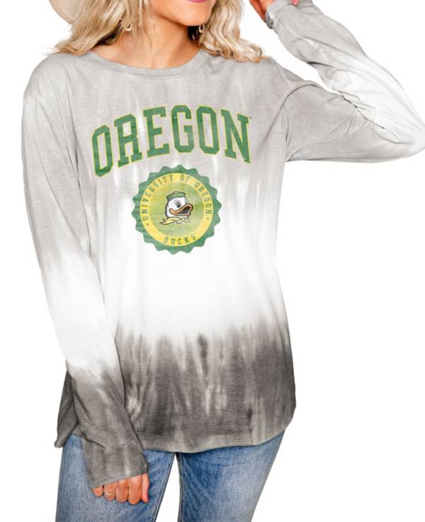 Gameday Couture Oregon Ducks White Dip Dye Long Sleeve T-Shirt