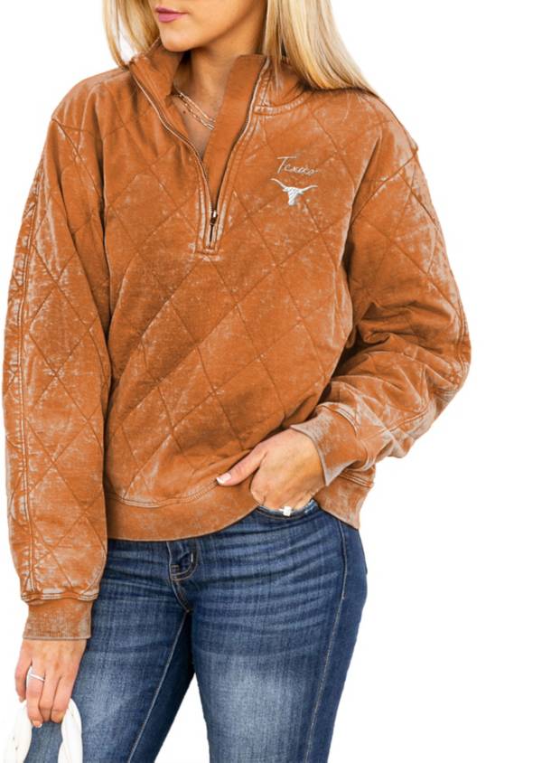 Gameday Couture Texas Longhorns Burnt Orange Acid Wash Quilted Quarter-Zip Pullover Sweatshirt