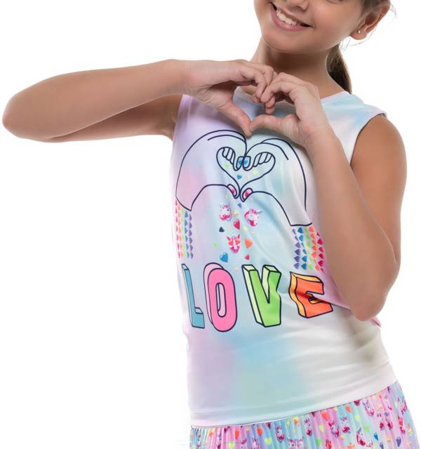 Lucky In Love Girls' Animoji Love Tie Back Tank Top