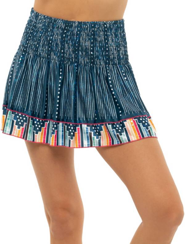 Lucky In Love Women's Long Borderline Smocked Tennis Skirt