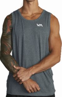 RVCA CRINDLE TANK Red Black Gray Cotton Polyester Men's Tank Top 