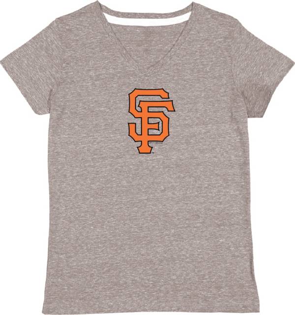 Soft As A Grape Women's San Francisco Giants Grey V-Neck T-Shirt