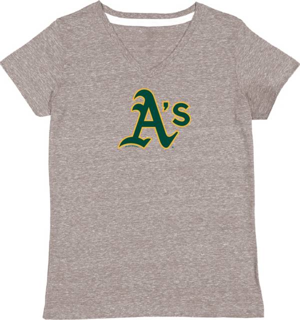 Soft As A Grape Women's Oakland Athletics Grey V-Neck T-Shirt product image