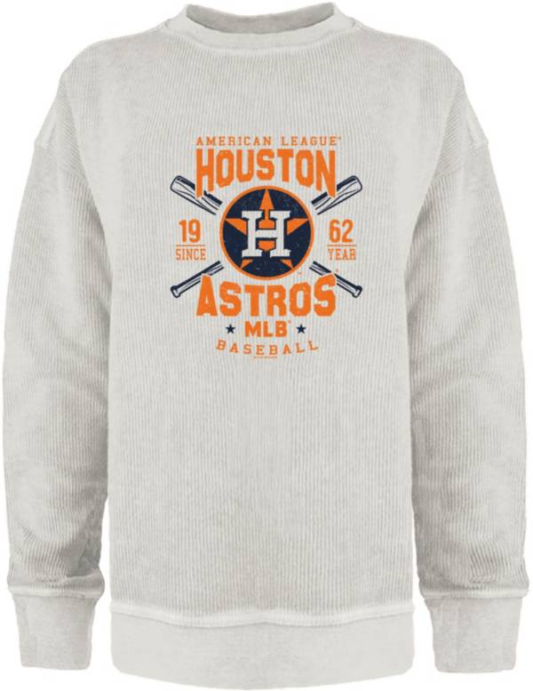 Soft As A Grape Women's Houston Astros White Corded Crew Pullover Sweater