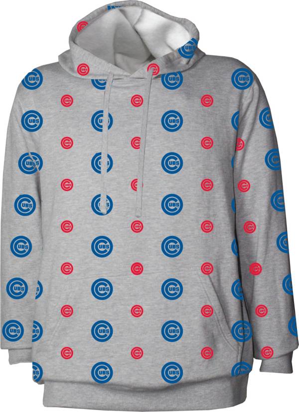 Stitches Men's Chicago Cubs Grey All Over Print Pullover Hoodie