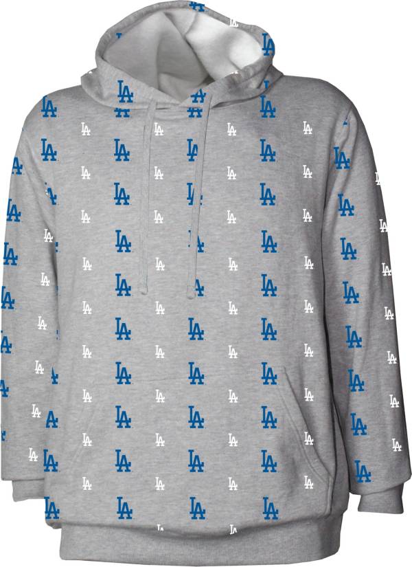 Stitches Men's Los Angeles Dodgers Grey All Over Print Pullover Hoodie