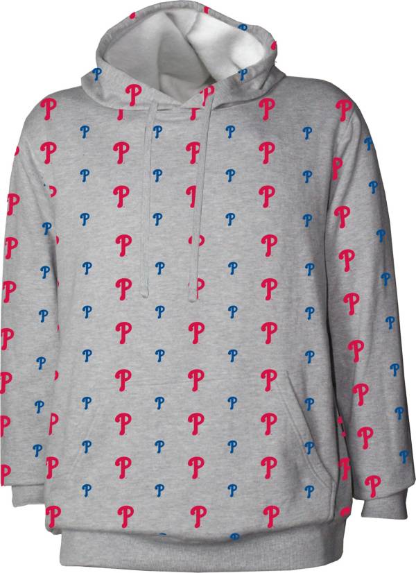 Stitches Men's Philadelphia Phillies Grey All Over Print Pullover Hoodie