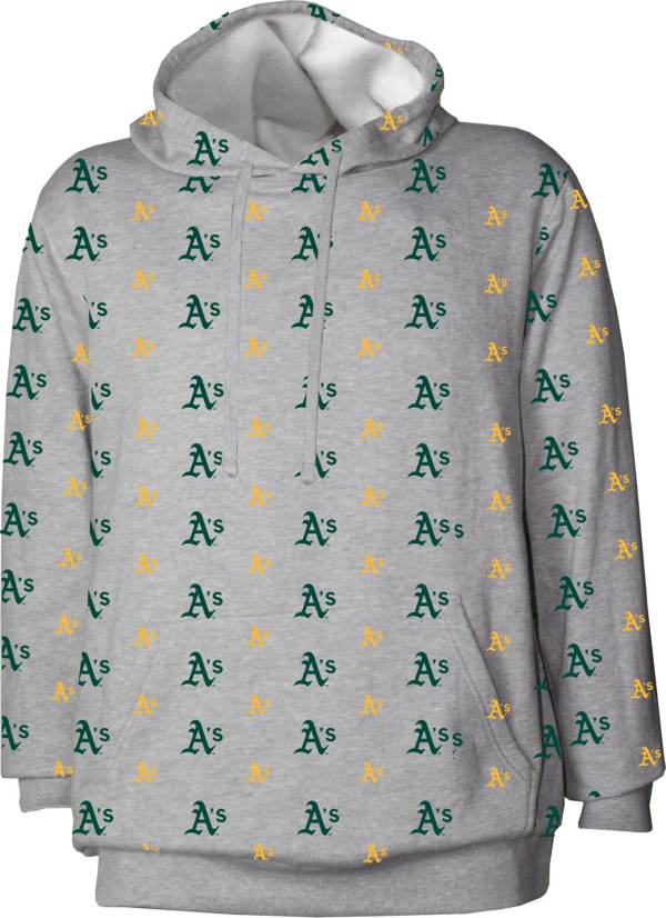 Stitches Men's Oakland Athletics Grey All Over Print Pullover Hoodie