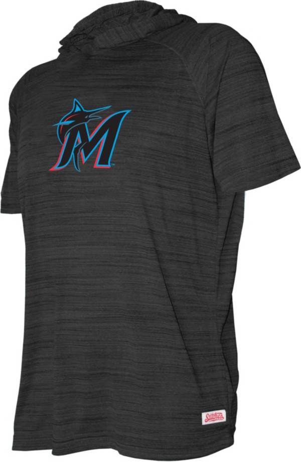 Stitches Youth Miami Marlins Black Short Sleeve Pullover Hoodie
