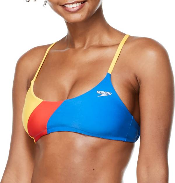 Speedo Women's Colorblock Tie Back Bikini Top