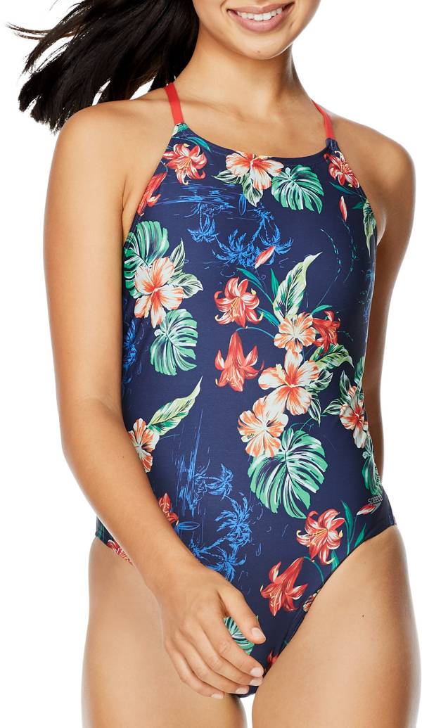 Speedo Women's Printed Tie Back One Piece Swimsuit