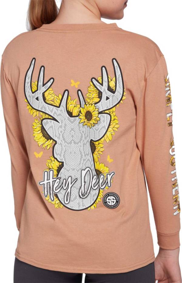 Simply Southern Girls' Long Sleeve Hey Deer Graphic T-Shirt