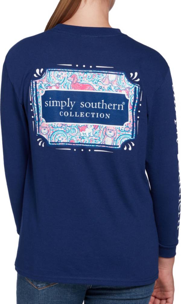 Simply Southern Girls' Long Sleeve Pup Logo Graphic T-Shirt