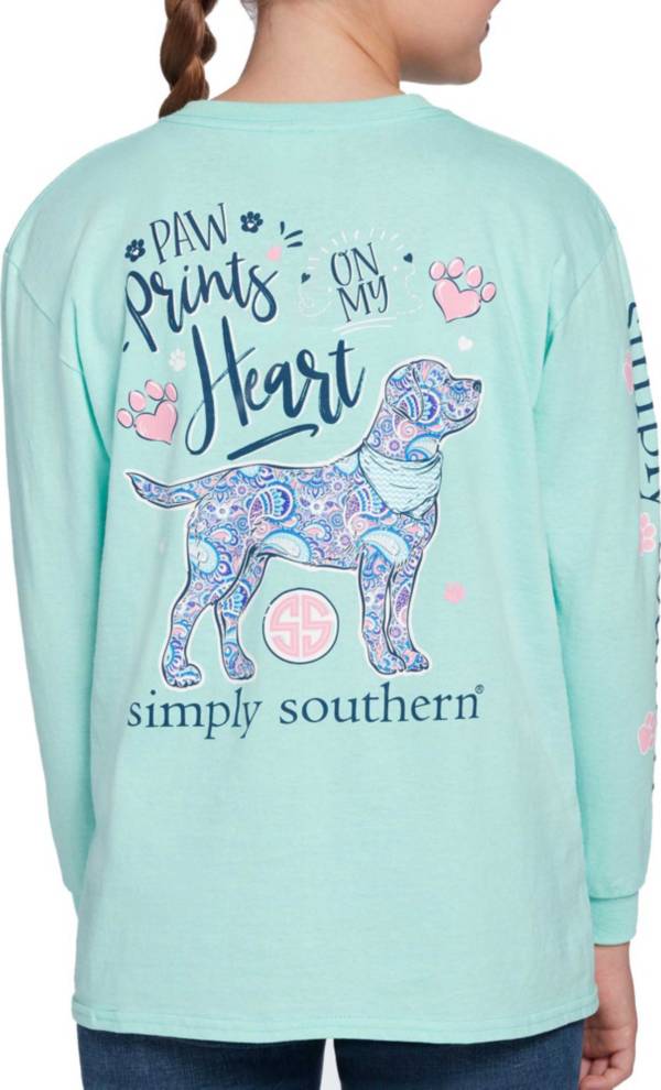 Simply Southern Girls' Long Sleeve Paw Prints Graphic T-Shirt