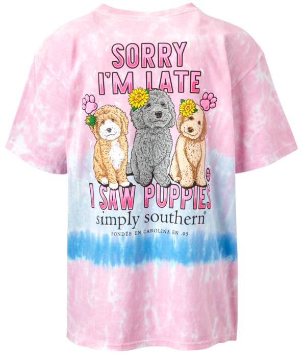 Simply Southern Girls' Sorry I'm Late Short Sleeve Graphic T-Shirt