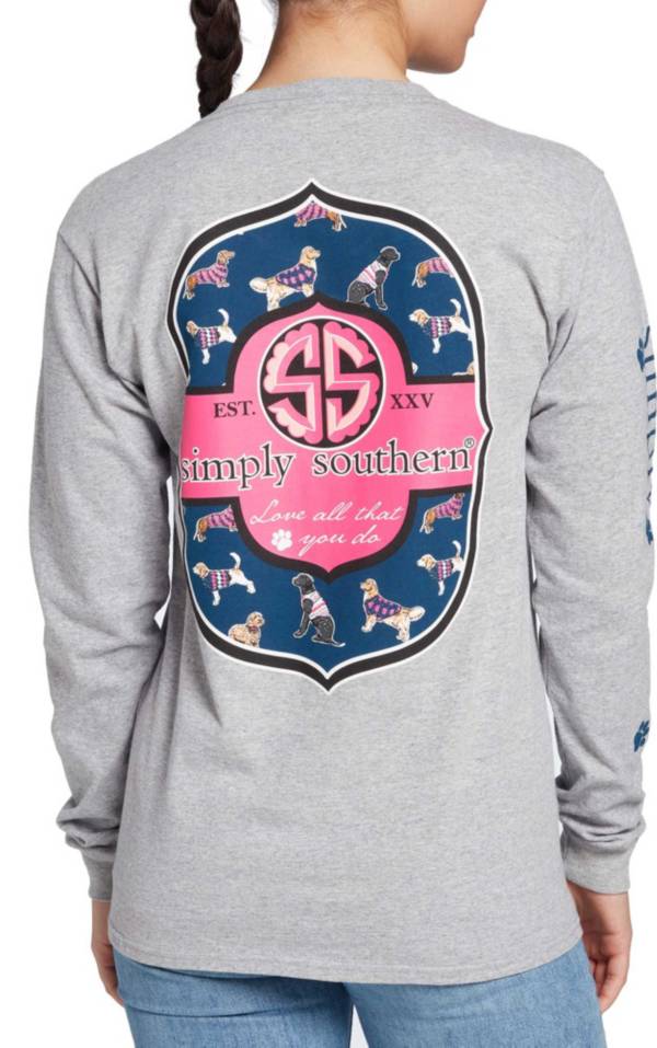 Simply Southern Women's Long Sleeve Logo Dog Graphic T-Shirt