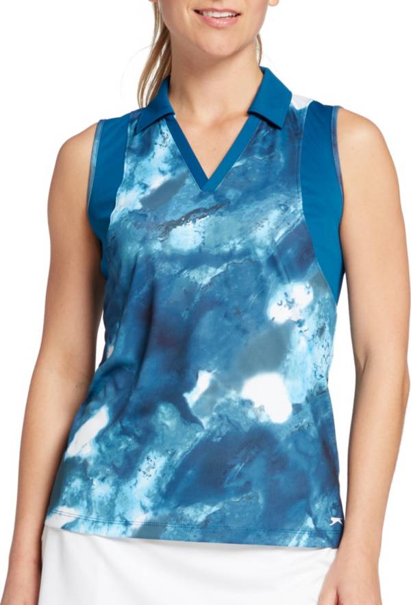 Slazenger Women's Marble Pin Tuck Sleeveless Golf Polo