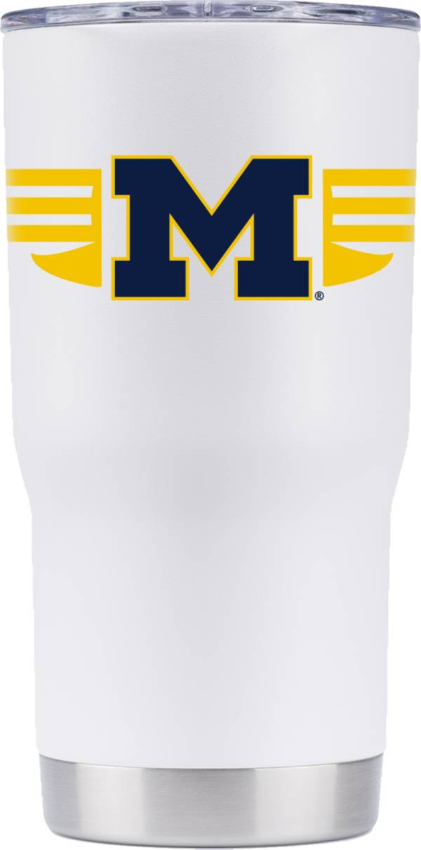 Gametime SideKicks Michigan Wolverines 30 oz. Striped White Stainless Steel Tumbler