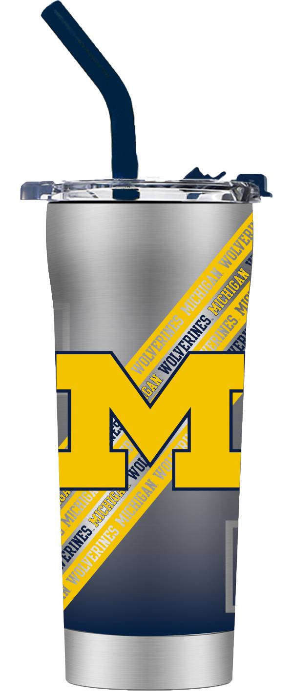 Gametime SideKicks Michigan Wolverines 20 oz. Striped White Stainless Steel Tumbler