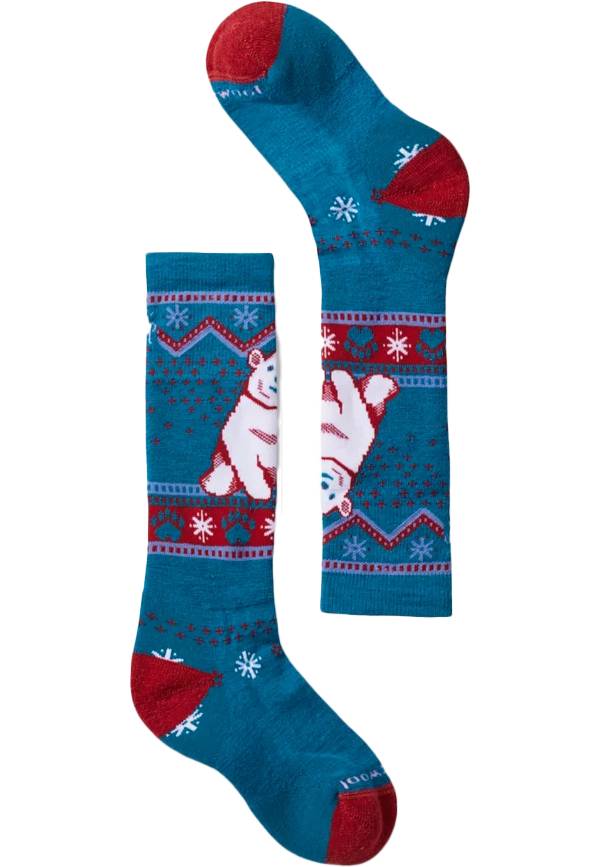 Smartwool Kids' Wintersport Full Cushion Polar Bear Pattern Over The Calf Socks