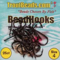 Troutbeads Bead Hooks Red or Black 25 pack Sizes 2-12 