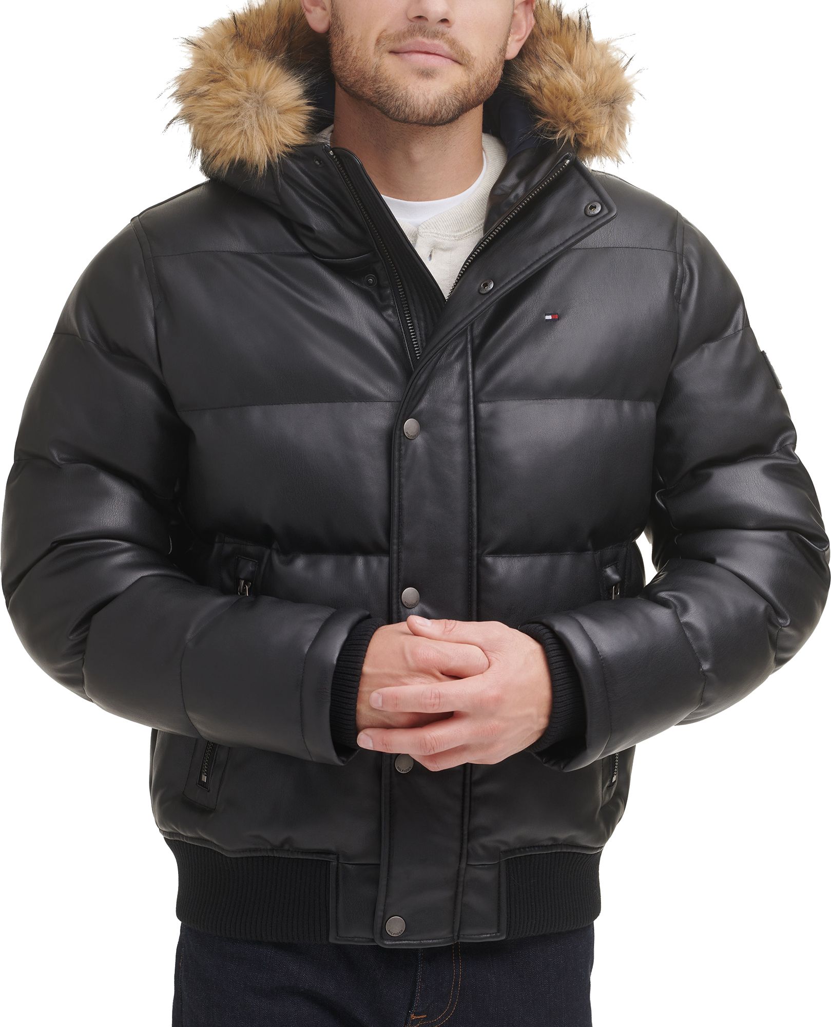 tommy hilfiger coat black mens