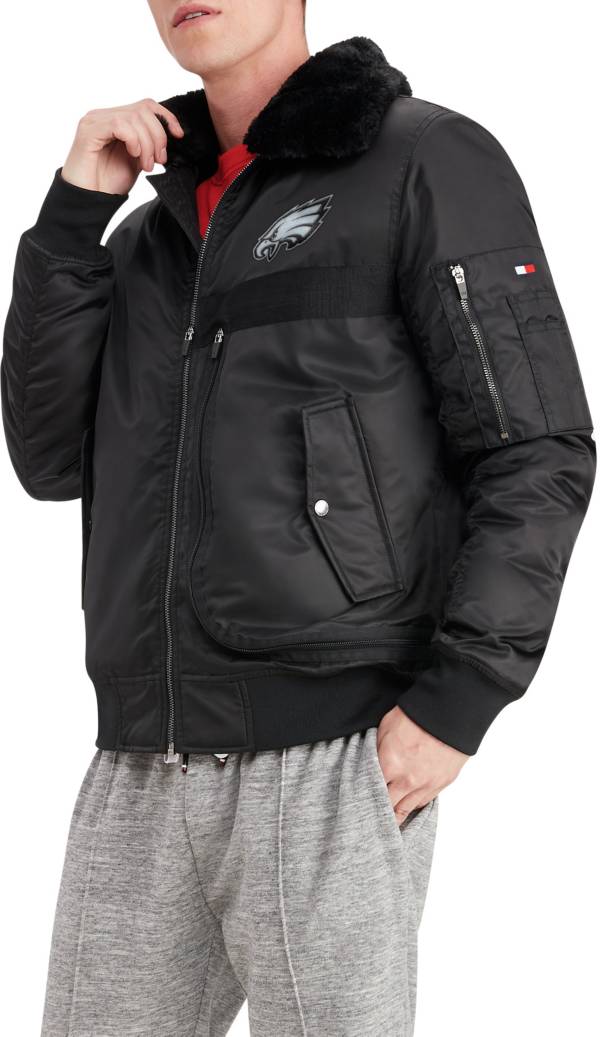 Tommy Hilfiger Men's Philadelphia Eagles Aviator Black Full-Zip Jacket