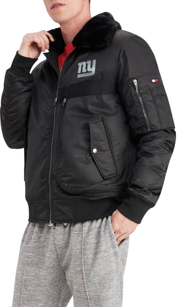 Tommy Hilfiger Men's New York Giants Aviator Black Full-Zip Jacket
