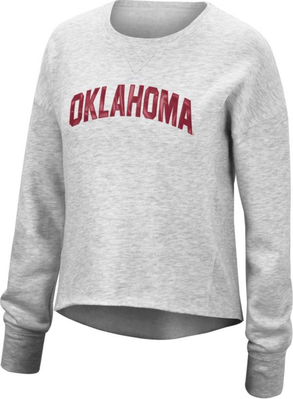Top of the World Women's Oklahoma Sooners Grey Fleece Crew Neck Sweatshirt