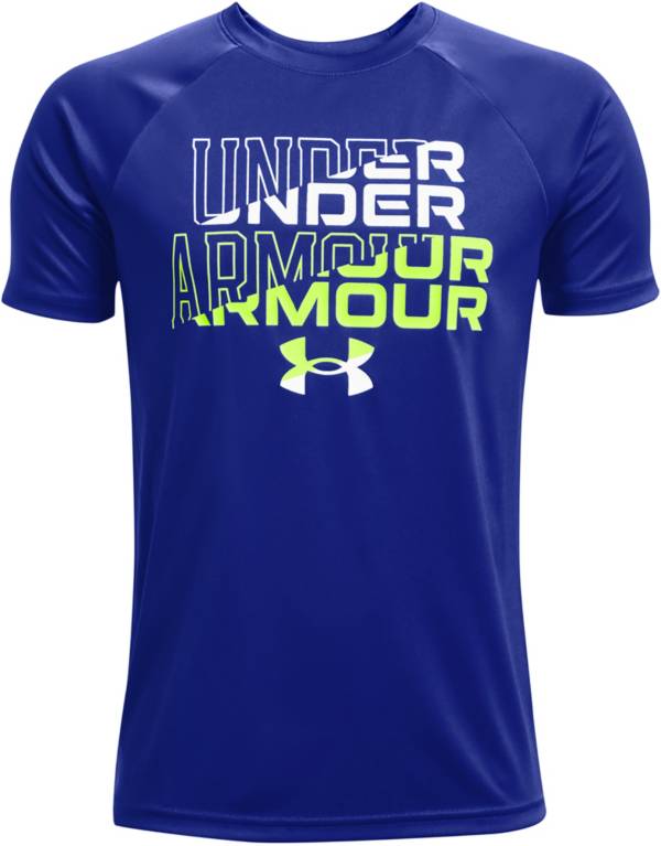 Under Armour Boys' Tech Wordmark Logo Long Sleeve Shirt