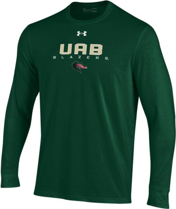 Under Armour Men's UAB Blazers Green Performance Cotton Long Sleeve T-Shirt