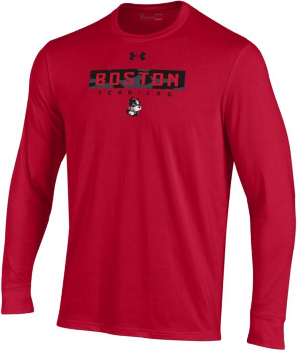 Under Armour Men's Boston Terriers Scarlet Performance Cotton Long Sleeve T-Shirt