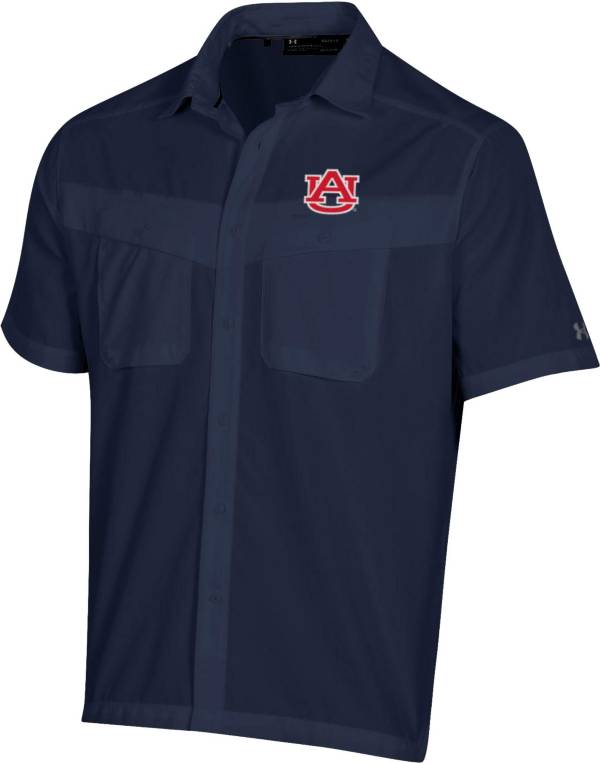 Under Armour Men's Auburn Tigers Blue Tide Chaser Short Sleeve Button Down Shirt