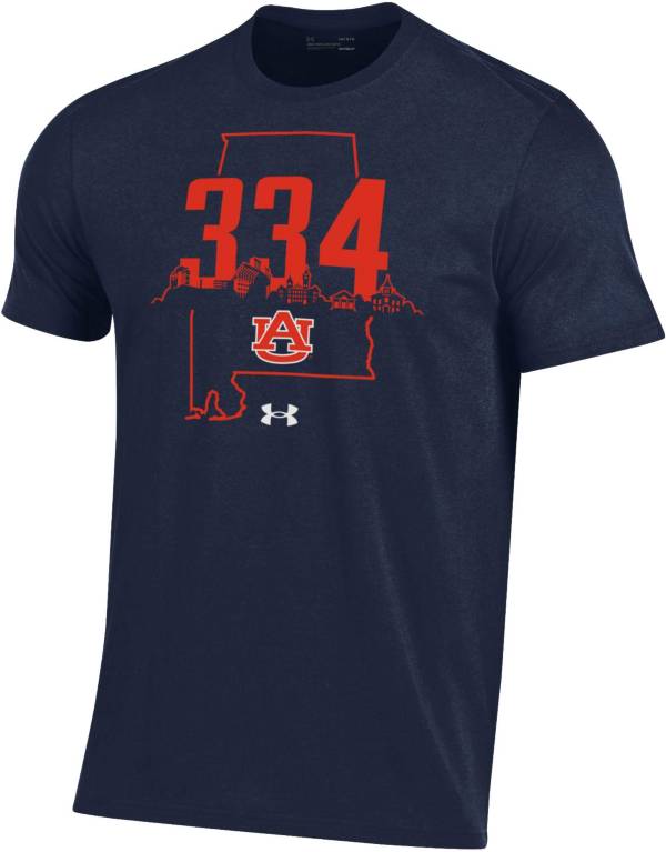 Under Armour Men's Auburn Tigers Blue ‘334' Area Code Performance Cotton T-Shirt