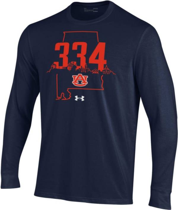 Under Armour Men's Auburn Tigers Blue ‘334' Area Code Long Sleeve T-Shirt