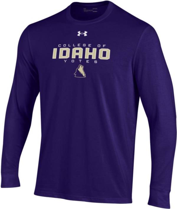 Under Armour Men's College of Idaho Yotes Purple Performance Cotton Long Sleeve T-Shirt