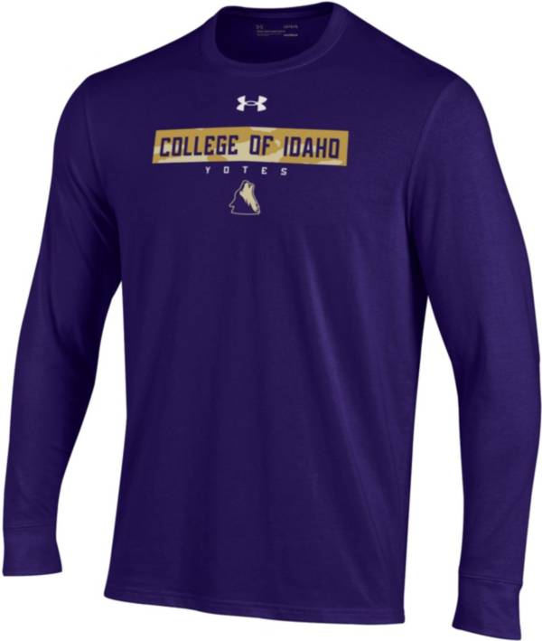 Under Armour Men's College of Idaho Yotes Purple Performance Cotton Long Sleeve T-Shirt