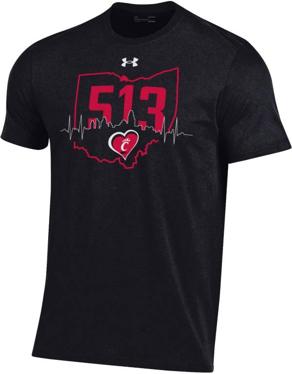 Under Armour Men's Cincinnati Bearcats Black ‘513' Area Code Performance Cotton T-Shirt