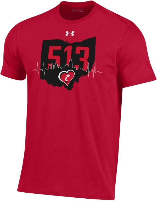 Under Armour Men's Cincinnati Bearcats Red ‘513' Area Code Performance Cotton T-Shirt