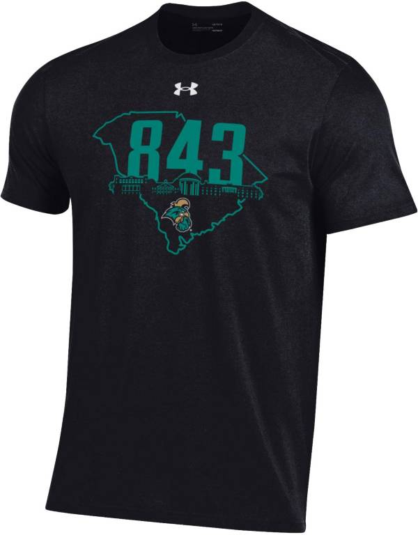 Under Armour Men's Coastal Carolina Chanticleers ‘843' Area Code Performance Cotton Black T-Shirt