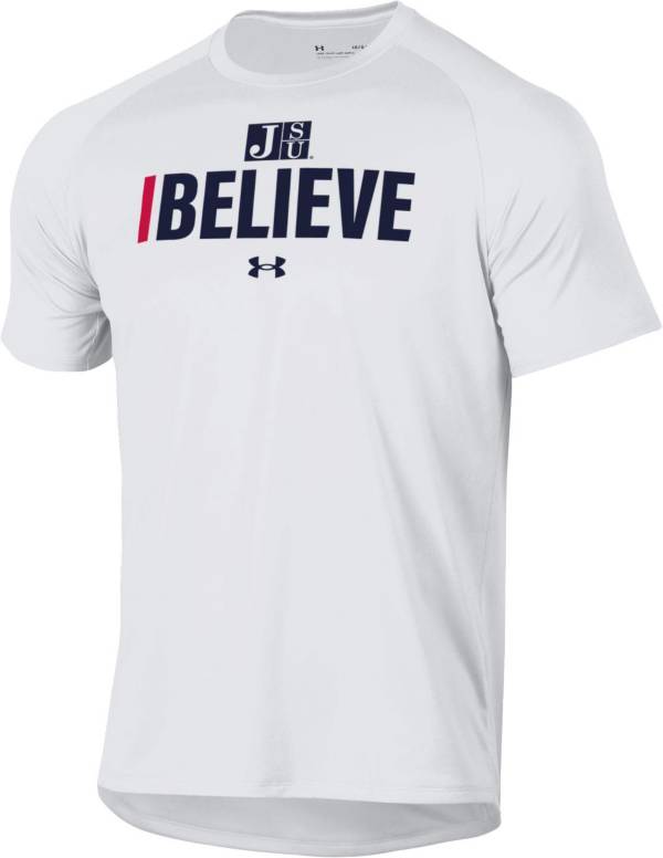 Under Armour Men's Jackson State Tigers White ‘I Believe' Tech Performance T-Shirt