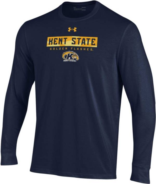 Under Armour Men's Kent State Golden Flashes Navy Blue Performance Cotton Long Sleeve T-Shirt