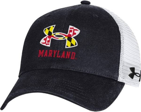 Under Armour Men's Maryland Terrapins Black Washed Adjustable Trucker Hat