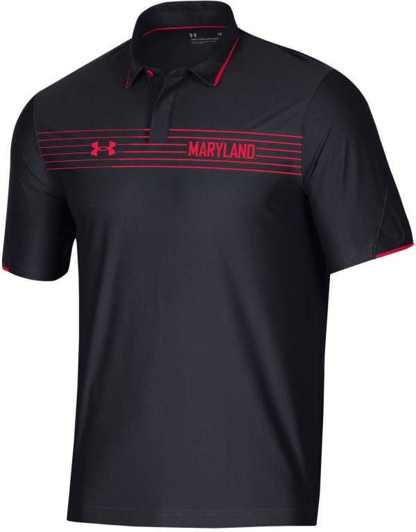 Under Armour Men's Maryland Terrapins Black Stripe Performance Polo