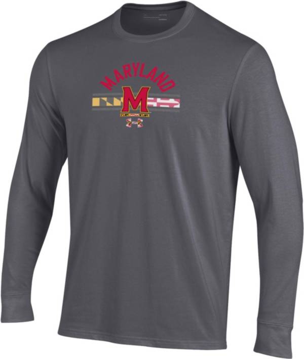 Under Armour Men's Maryland Terrapins Grey Performance Cotton Long Sleeve T-Shirt