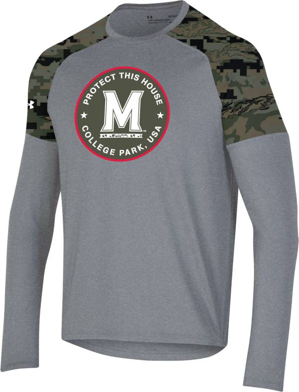 Under Armour Men's Maryland Terrapins Grey ‘Freedom' Performance Cotton Long Sleeve T-Shirt