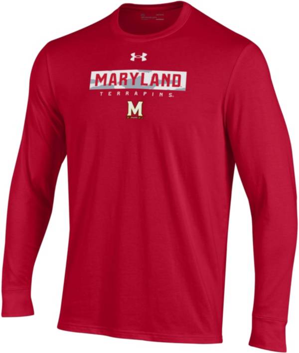 Under Armour Men's Maryland Terrapins Red Performance Cotton Long Sleeve T-Shirt